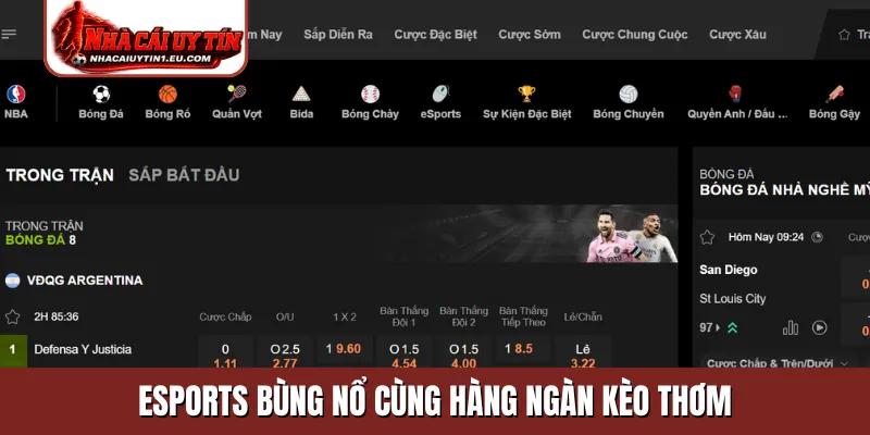 Esports bùng nổ cùng hàng ngàn kèo thơm